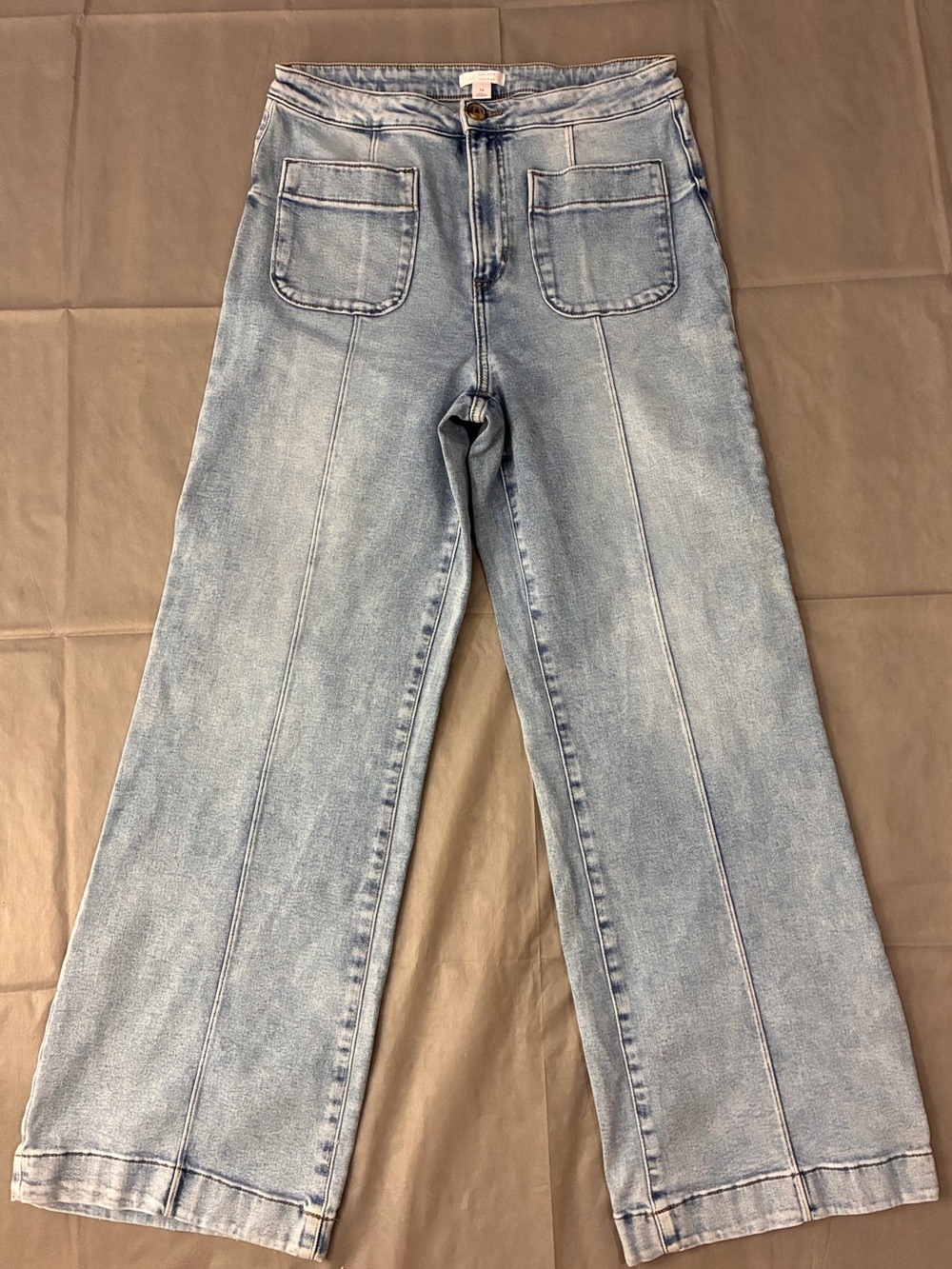 LC Lauren Conrad Light Blue Wide-Leg Jeans with Front Patch Pockets